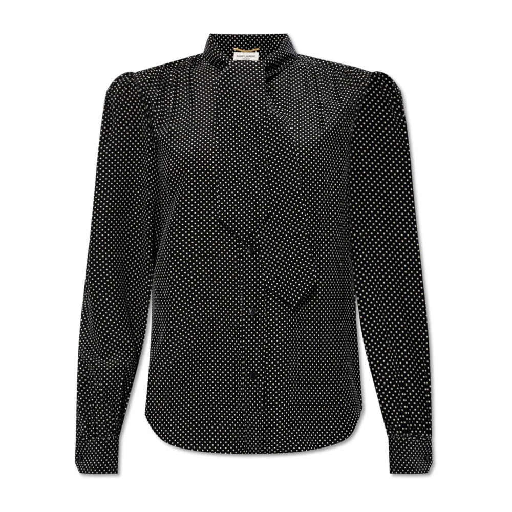 Saint Laurent Overhemd met gestippeld patroon Black Dames