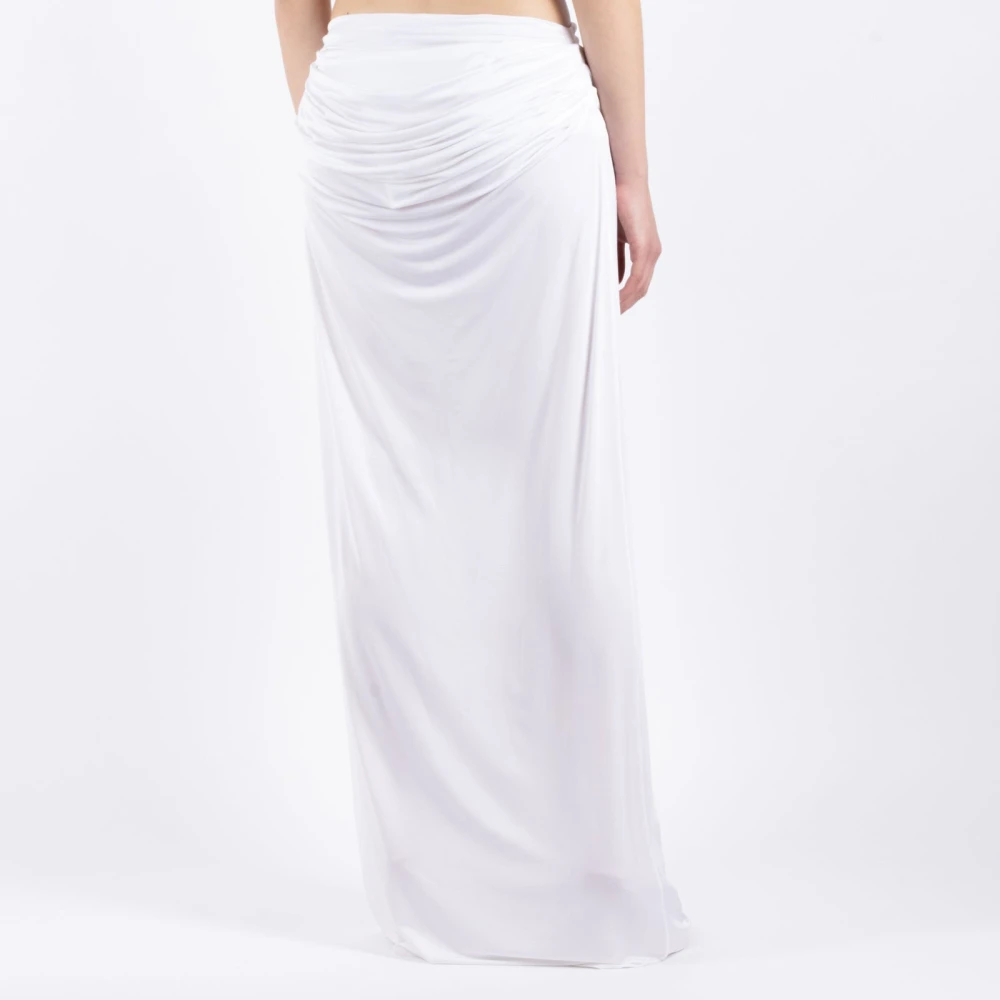 Magda Butrym Witte Midi Jersey Draperen Rok White Dames
