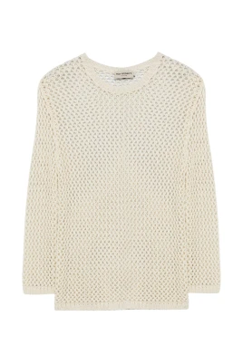 Maglia girocollo in mesh di cotone