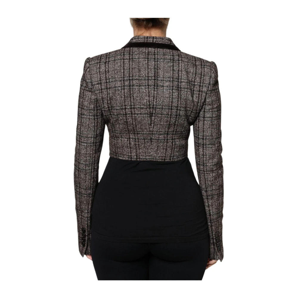 Dolce & Gabbana Geruite Geknipte Blazer Model Jkt3275 Brown Dames