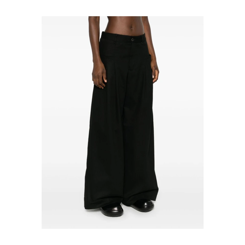 White Sand Zwarte Twill Weave Wijde Pijp Broek Black Dames