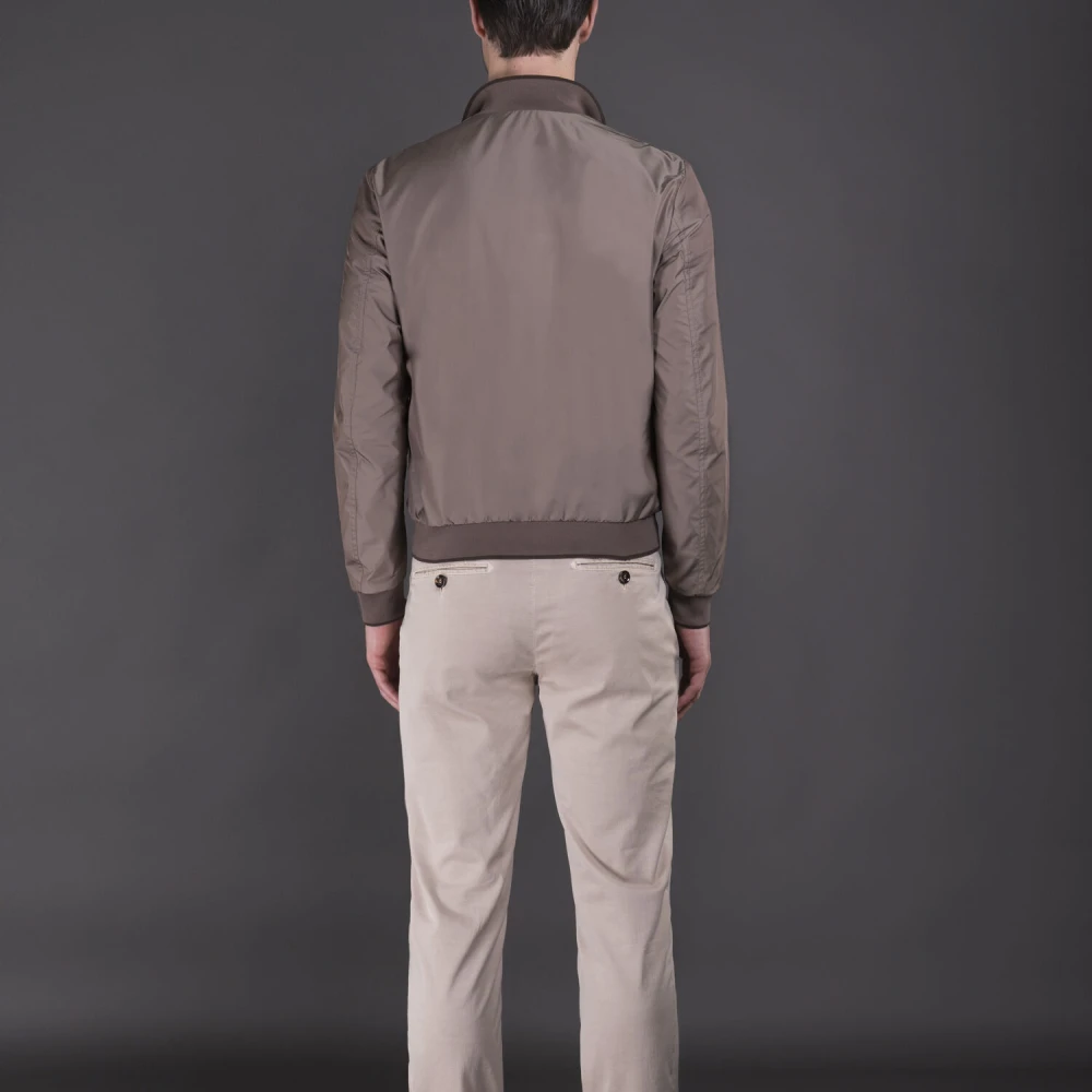 Moorer Iridescent Taffeta Bomber Jacket Brown Heren