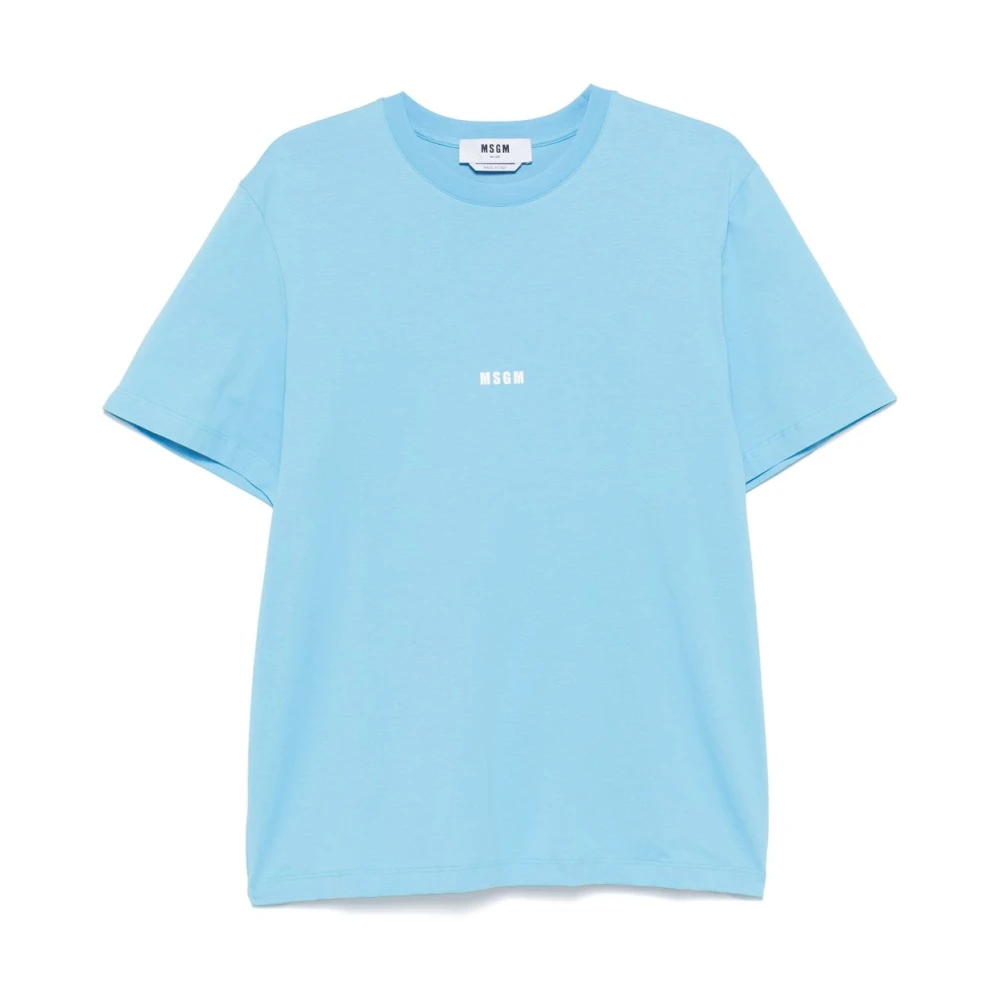 Msgm Katoenen T-shirt met bedrukt logo Blue Heren