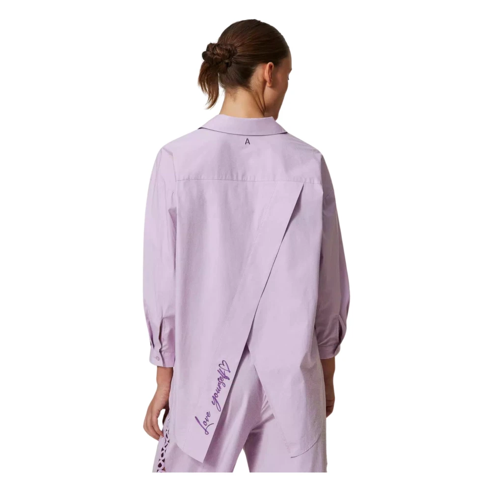 Twinset Klassieke Poplin Overhemd met Borduurwerk Purple Dames