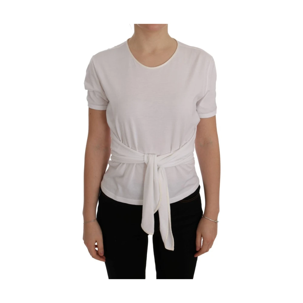 Dolce & Gabbana White Cotton Silk T-Shirt - IT38|XS - Image 2
