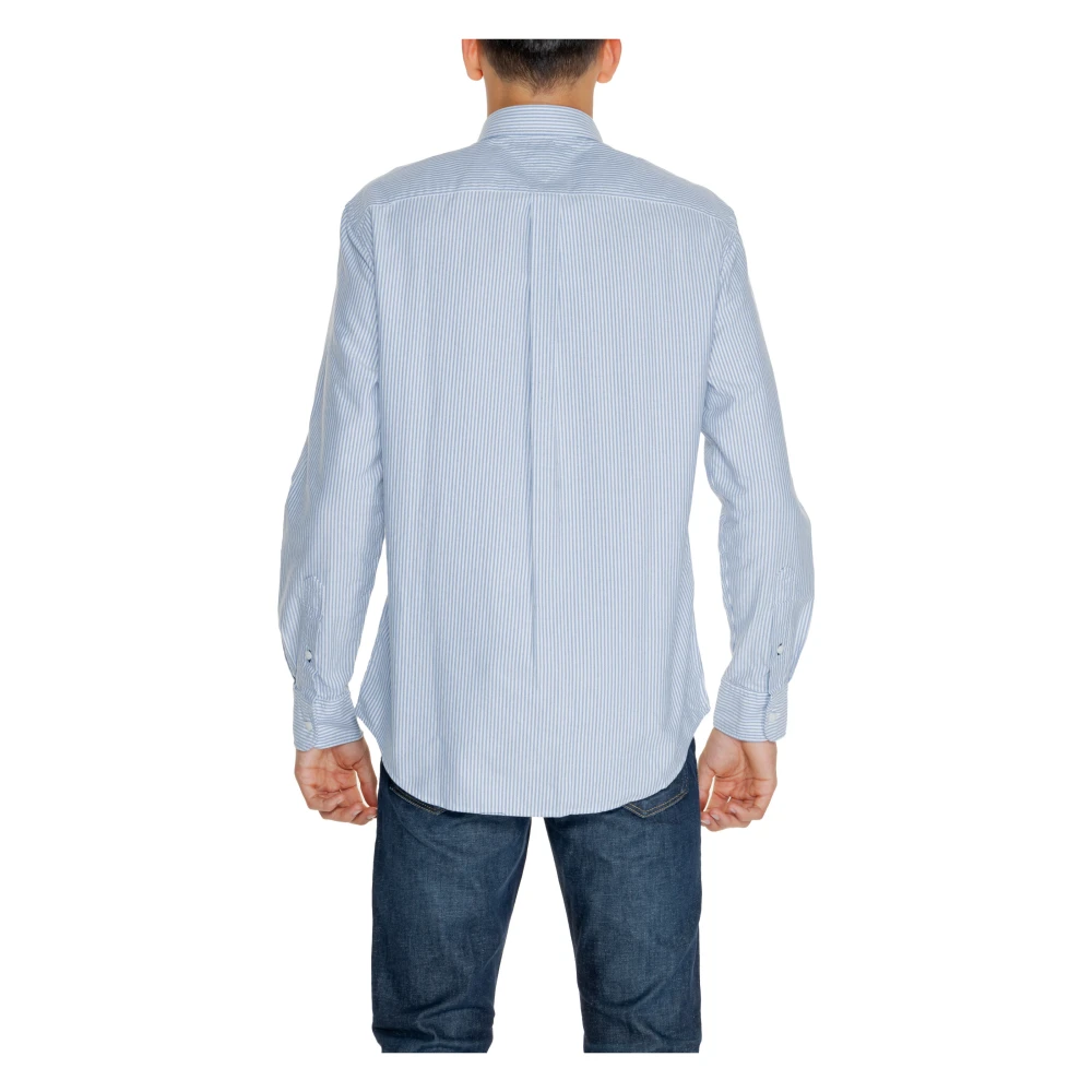 Tommy Hilfiger Blauw Gestreept Knoop-Front Overhemd Blue Heren