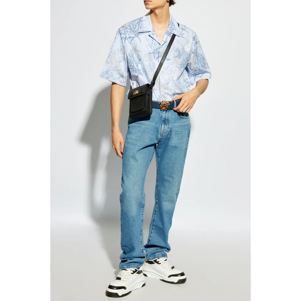 Versace Shirt met Barocco Sea print Blue Heren