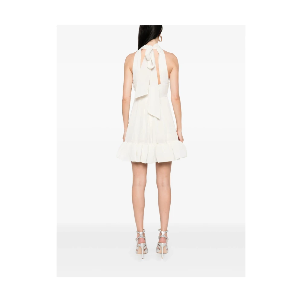 By Malina Witte Halternek Ruche Zoom Jurk White Dames