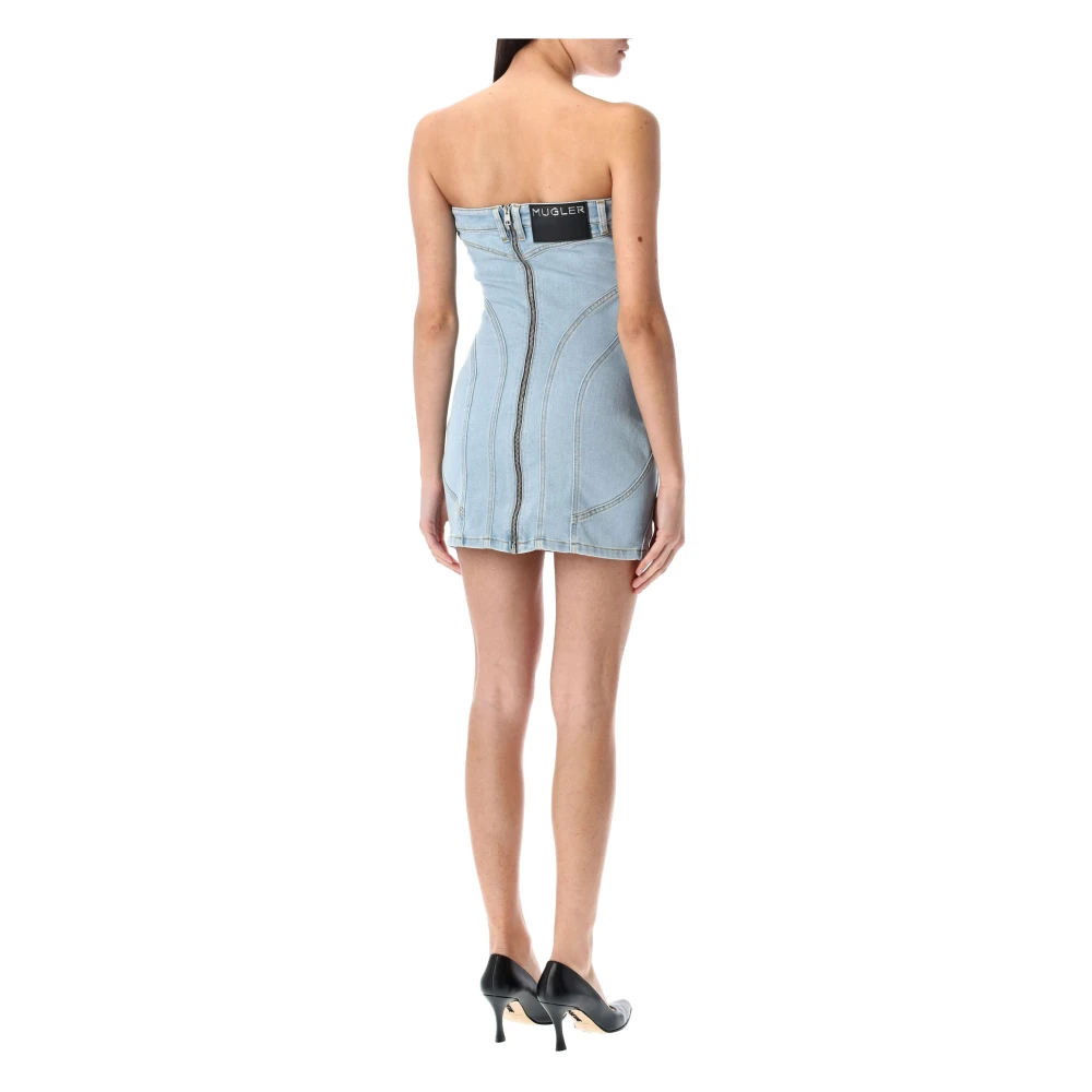 Mugler Denim Bustier Mini Jurk Blue Dames