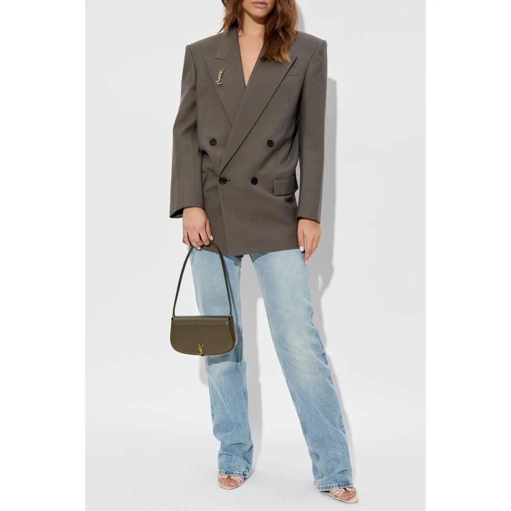 Saint Laurent Double-breasted Blazer Gray Dames