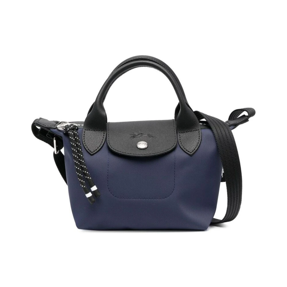 Longchamp Donkerblauwe Schoudertas met reliëflogo Blue Dames