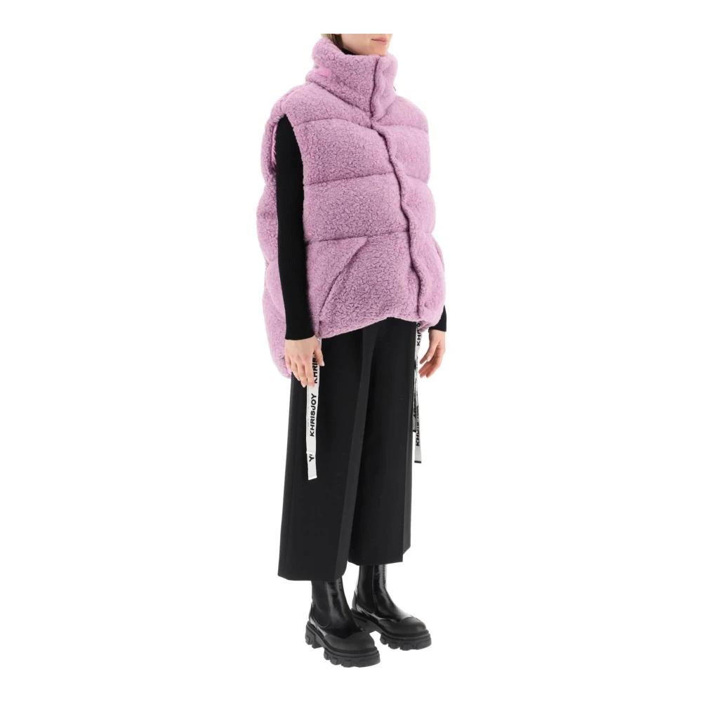 Khrisjoy Gewatteerd Fleece Vest met Capuchon Purple Dames