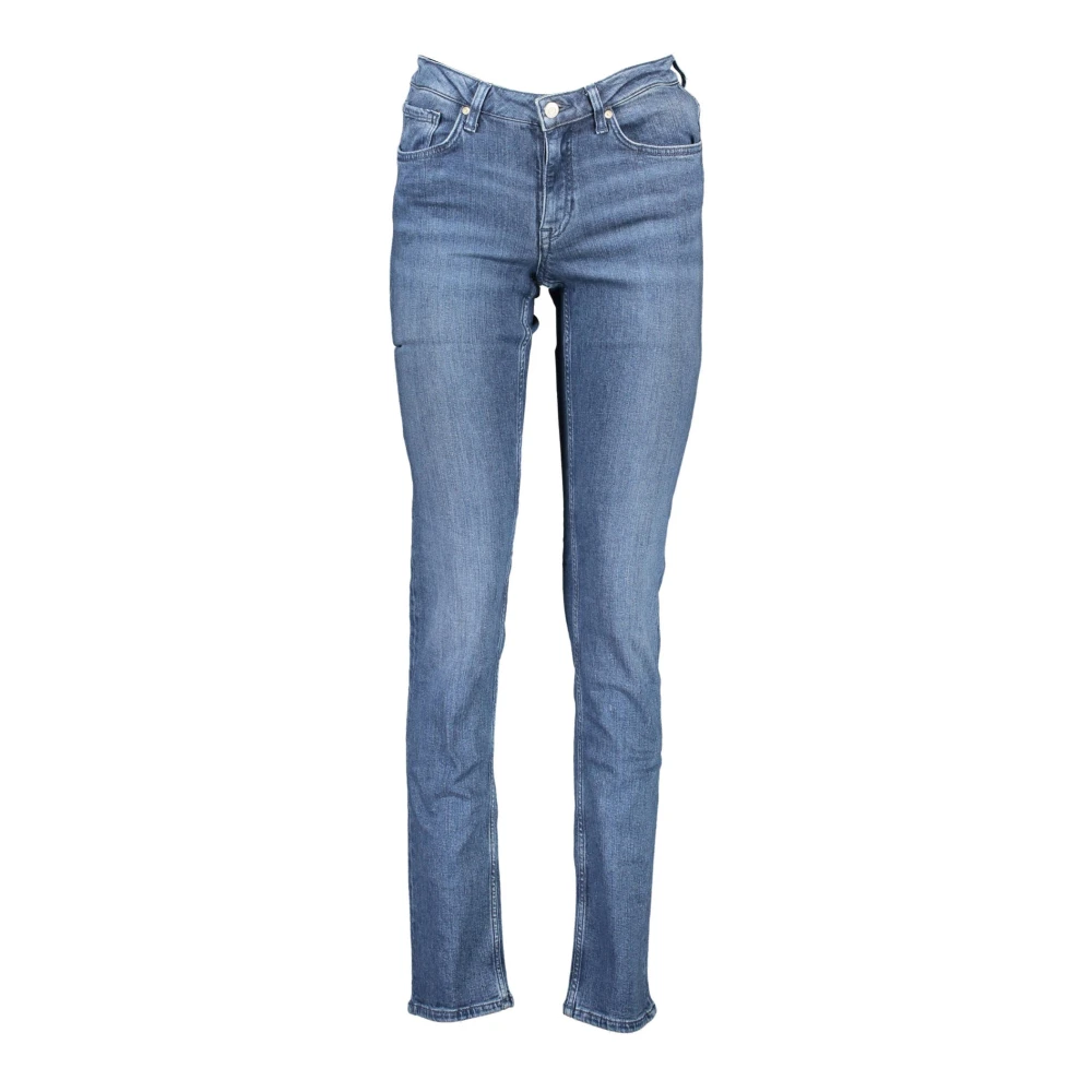 Gant Women's Blue Denim Jeans With Washed Effect