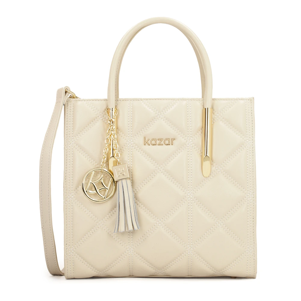 Kazar Elegante handtas met decoratieve sleutelhanger Beige Dames