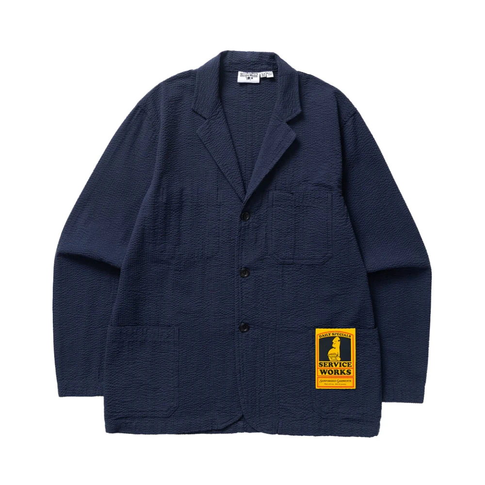 Service Works Men's Blue Blazers, 2XL, Seersucker Server Suit Jacket