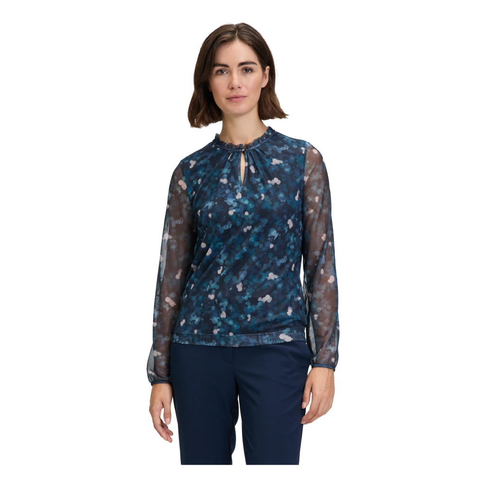 Betty & Co Blouse met gerimpelde halslijn Blue Dames