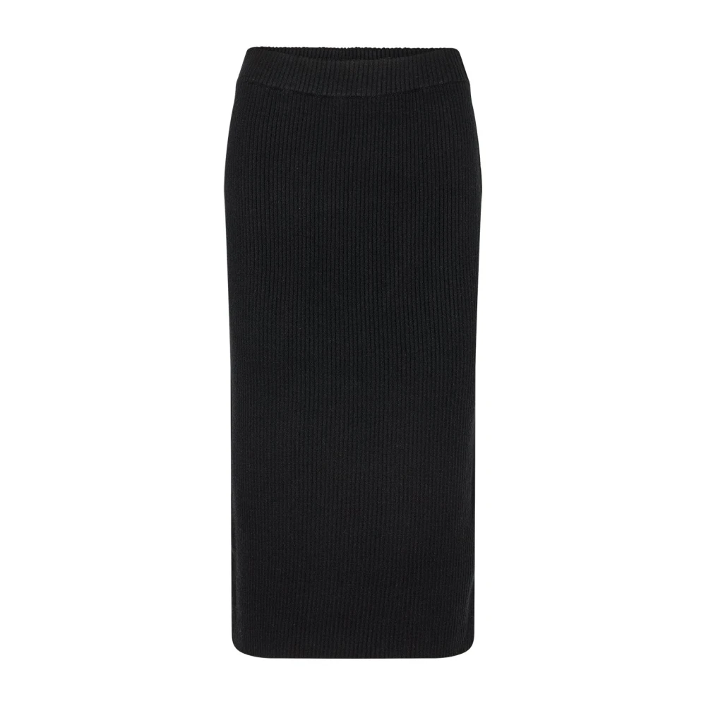 Soyaconcept Moderne Geribbelde Midi Rok Zwart Black Dames