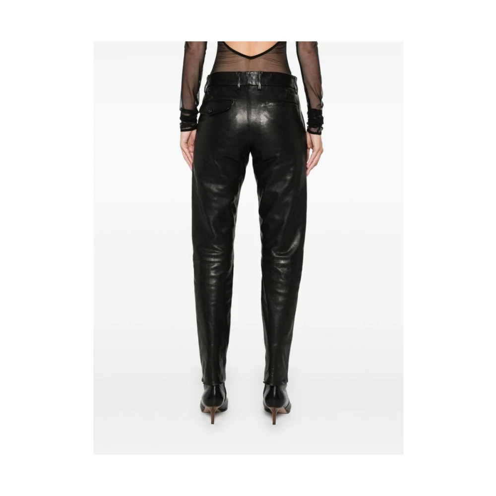 Ann Demeulemeester Zwarte Lamsskin Skinny Broek Black Dames