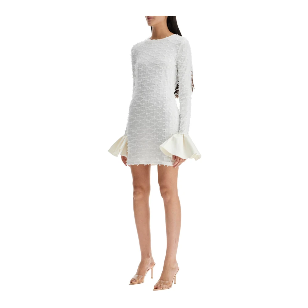 Rotate Birger Christensen Mini Jurk van Mesh met Strikjes White Dames