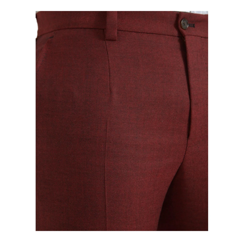 Dolce & Gabbana Maroon Slim Fit Wool Dress Pants Brown Heren