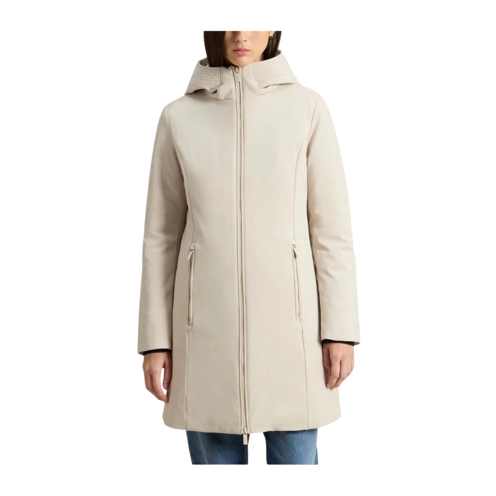Woolrich Tech Softshell Waterdichte Parka met Eendendons Beige Dames