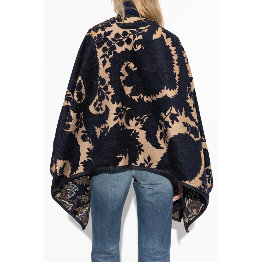 ETRO Omkeerbare poncho met bloemenpatroon Black Dames