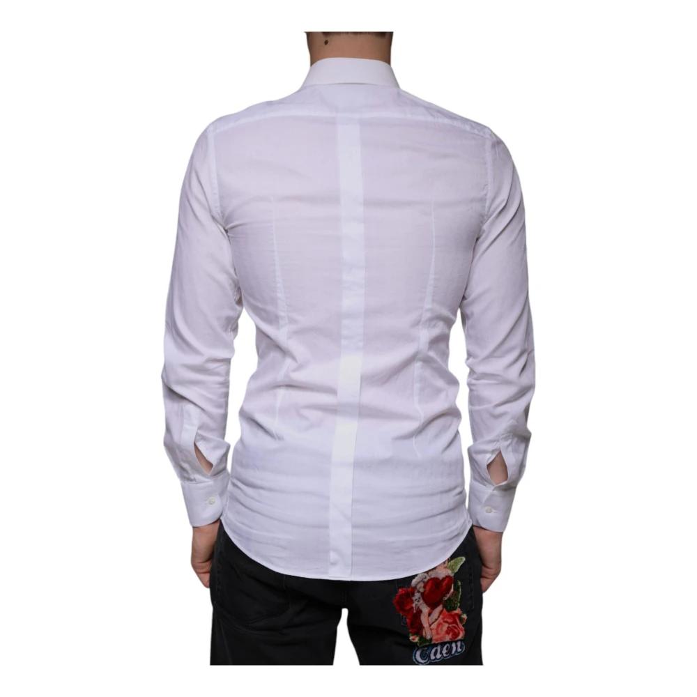 Dolce & Gabbana Witte Katoenen Overhemd Slim Fit White Heren