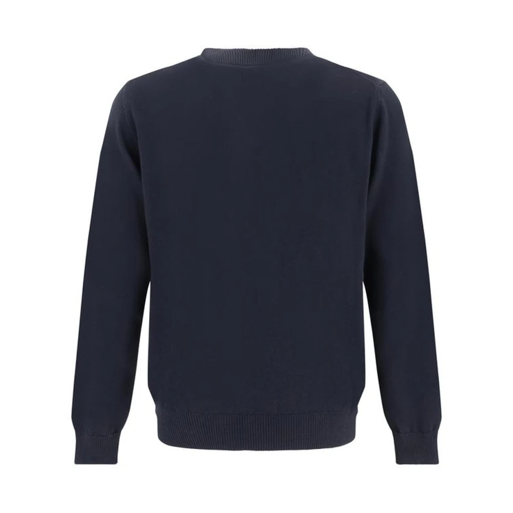 Fendi Geribbelde Crew Neck Wollen Trui met Ritszak Blue Heren