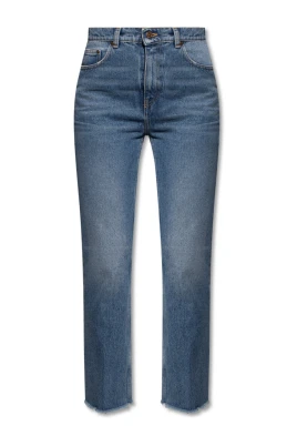 Högmidjade, croppade flare jeans