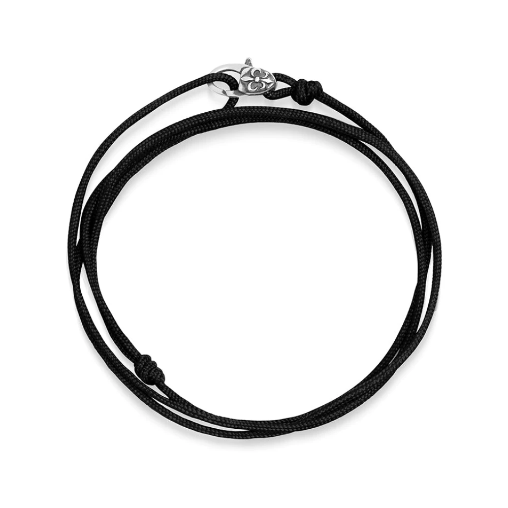 Nialaya Black Wrap-Around String Bracelet with Sterling Silver Lock Black, Herr