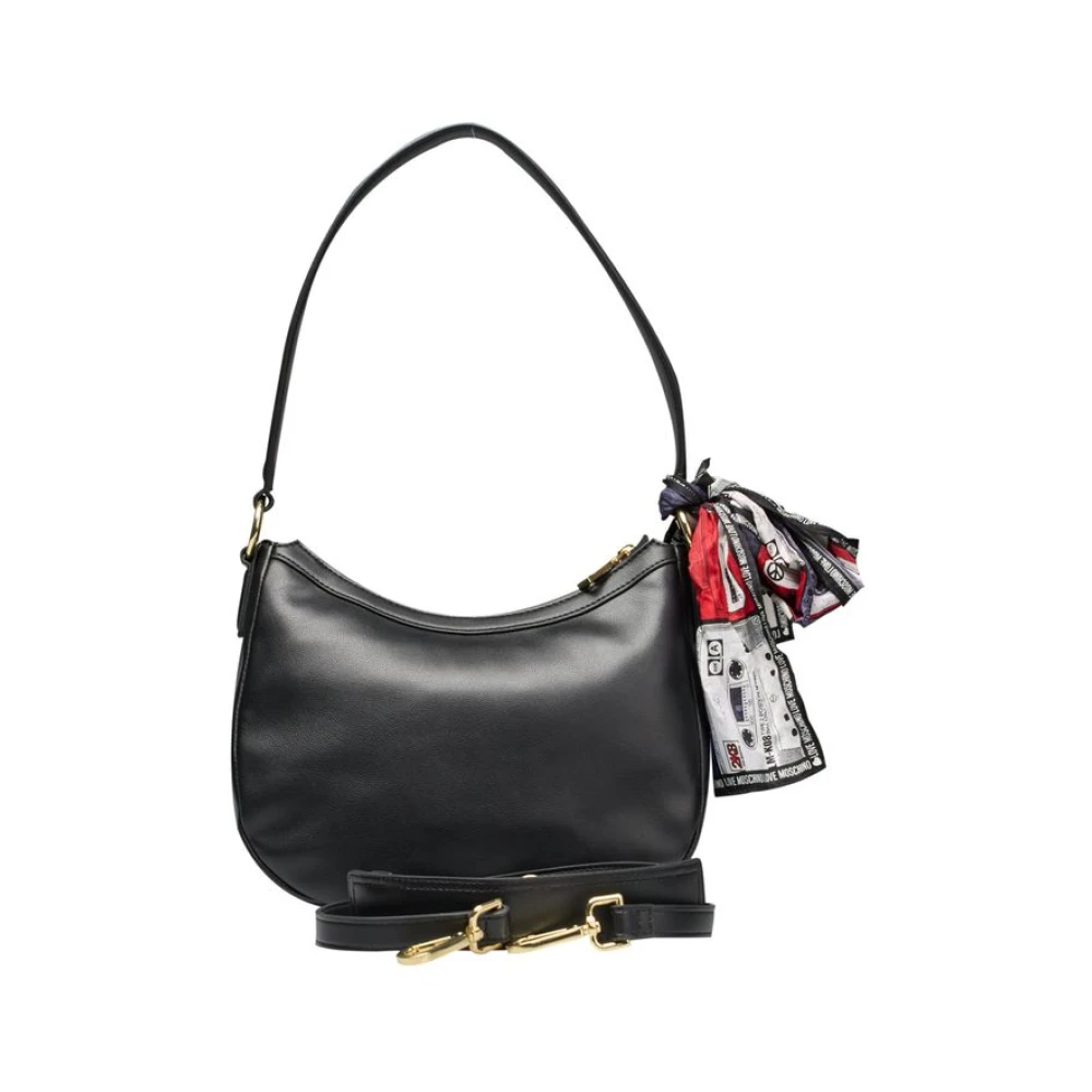 Love Moschino Elegante Zwarte Handtas met Gouden Details Black Dames