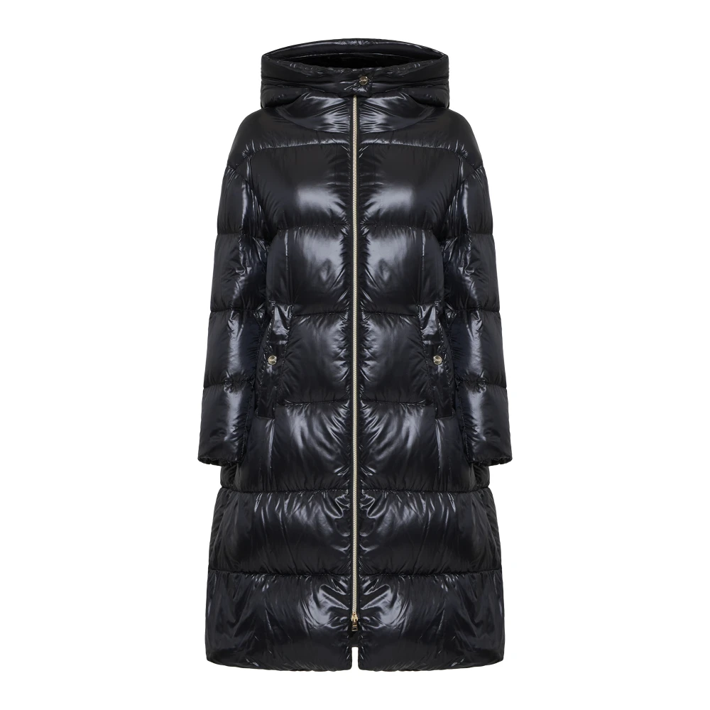 Herno Zwarte A-lijn Lange Parka Jas Black Dames