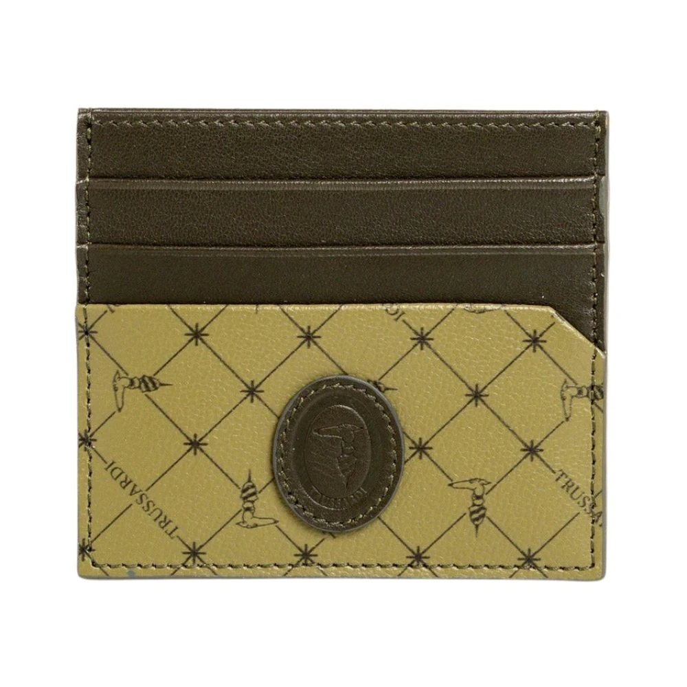 Trussardi Leren kaarthouderportemonnee met voorlogo Green Heren