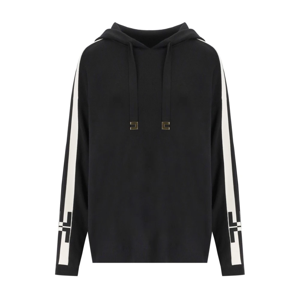 Elisabetta Franchi Zwart Boter Hoodie Bicolor Sweatshirt Black Dames