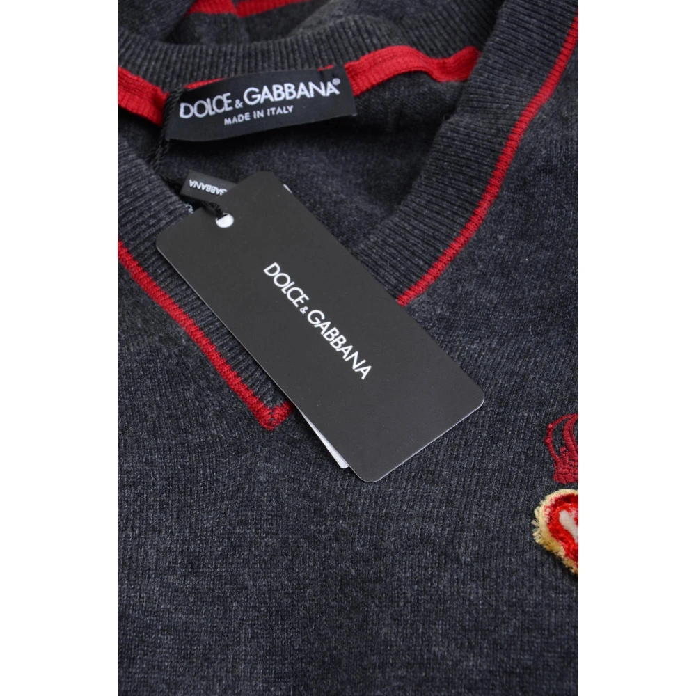 Dolce & Gabbana Heren V-hals Pullover Trui Gray Heren
