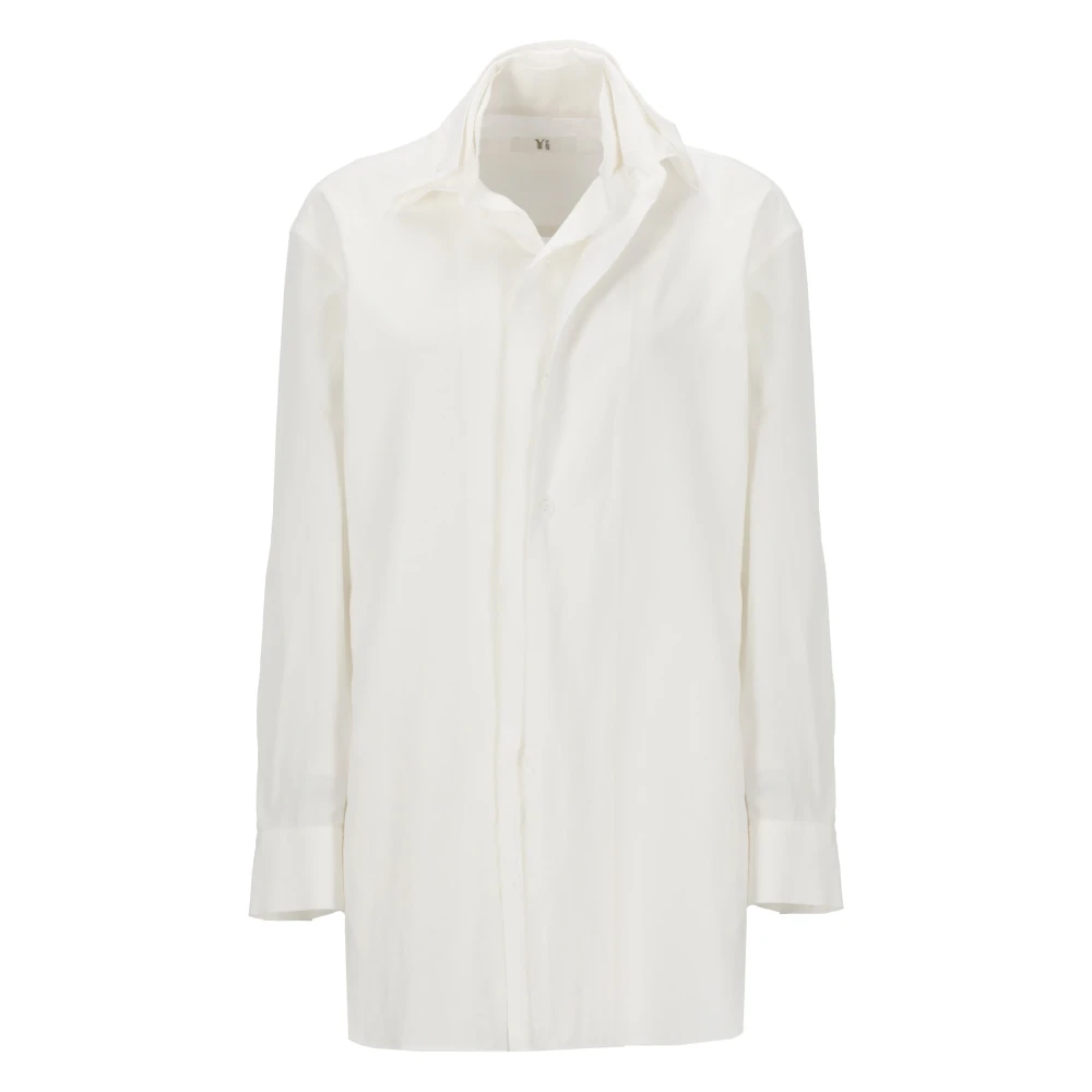 Y-3 Witte Viscose Shirt met Kraag White Dames
