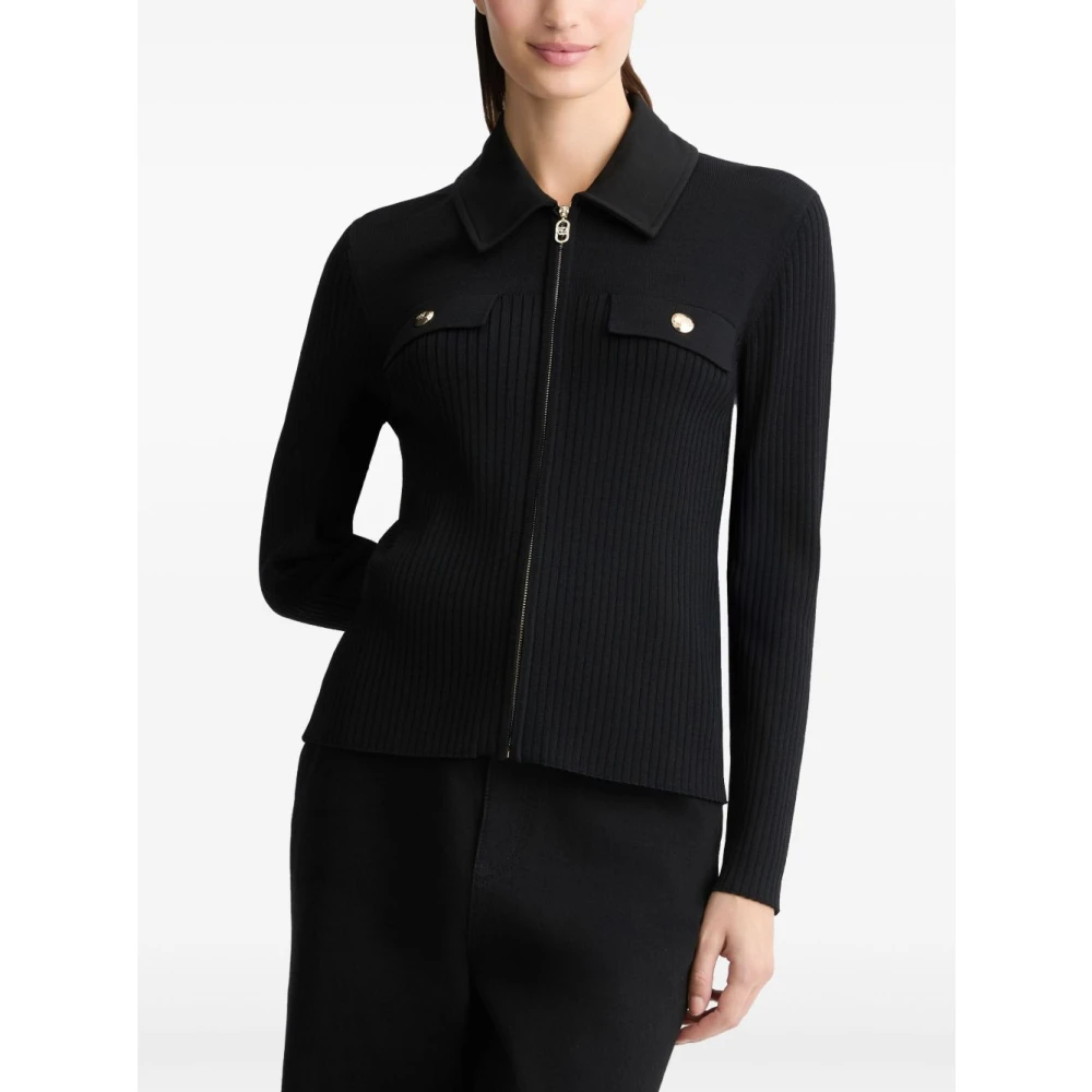Liu Jo Zwarte Zip Sweater met Zakken Black Dames