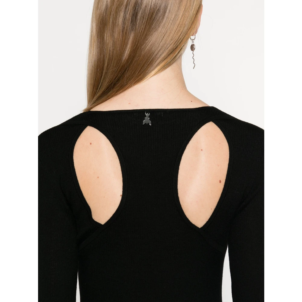 PATRIZIA PEPE Zwarte trui met moderne details Black Dames