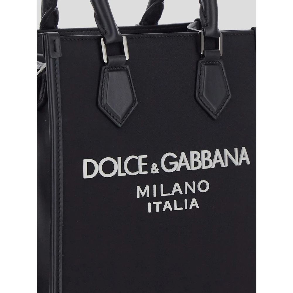 Dolce & Gabbana Leren Logo Tas Black Heren