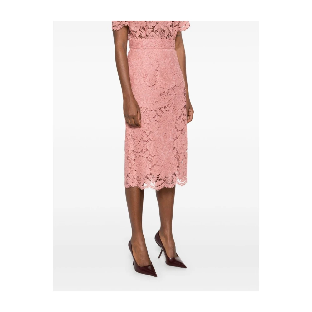 Dolce & Gabbana Flamingo Roze Rok met Schulpzoom Pink Dames