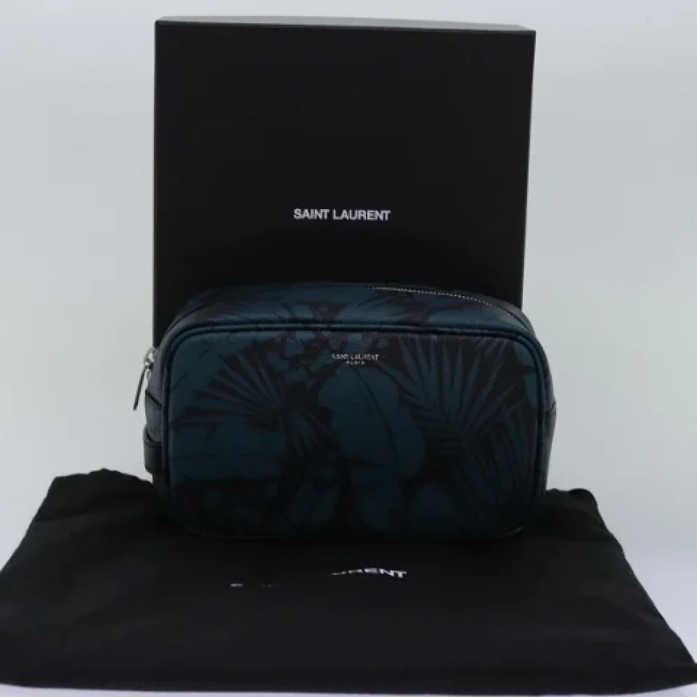 Yves Saint Laurent Vintage Pre-owned Leather clutches Blue Dames