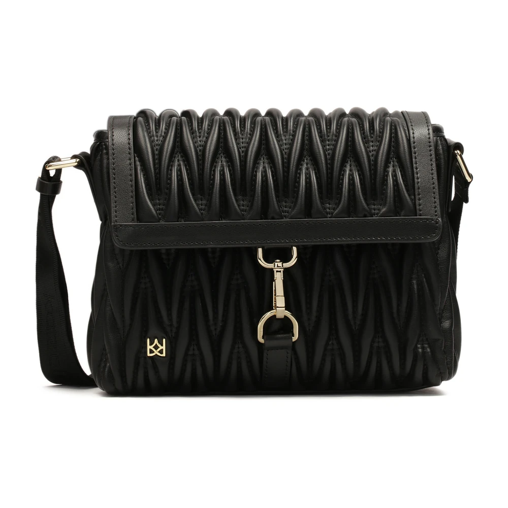 Kazar Zwarte riem handtas versierd met een driedimensionale vouw Black Dames