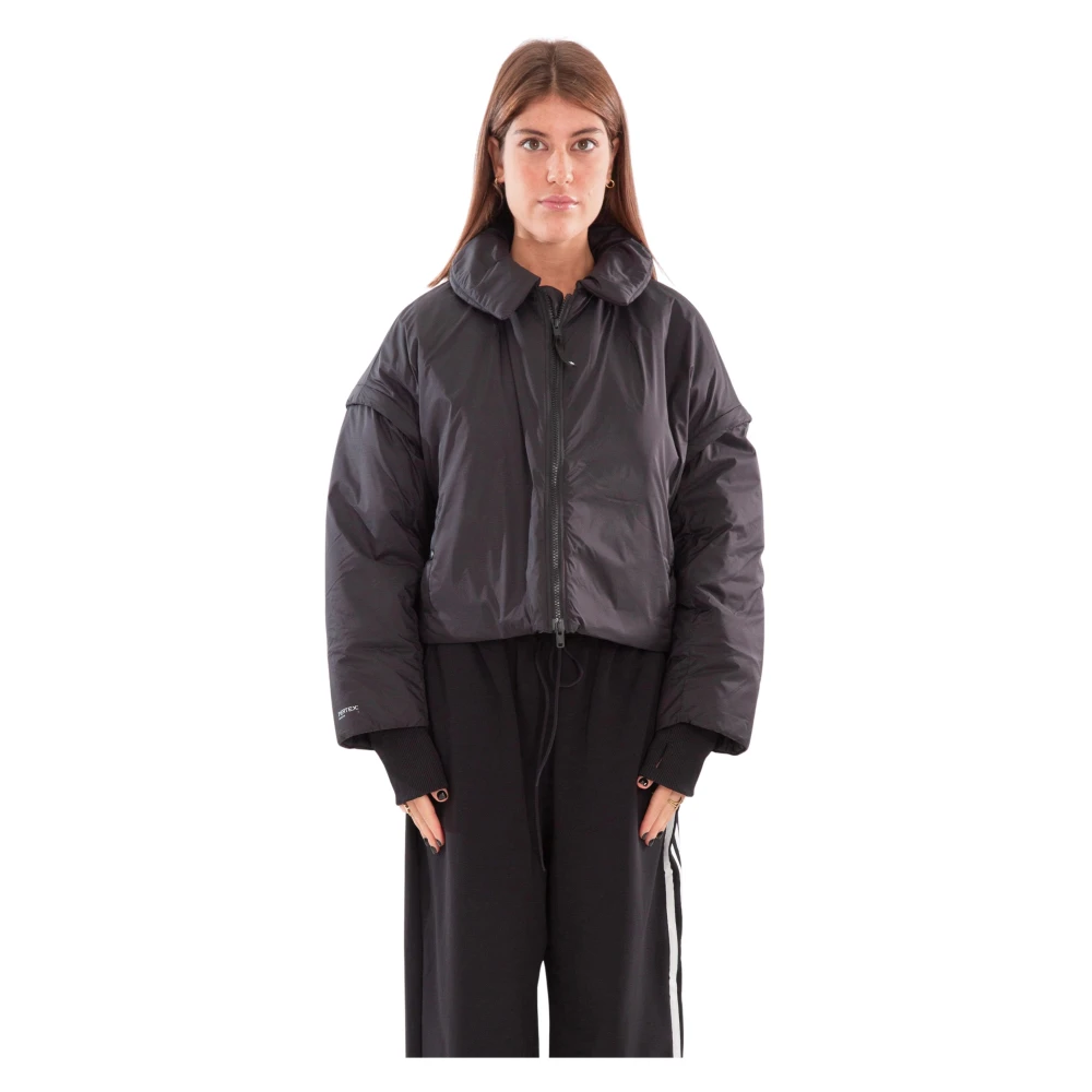 Y-3 Zwarte Geknipte Gewatteerde Jas Black Dames