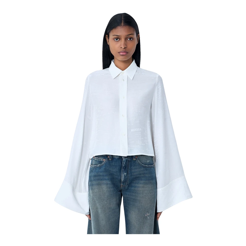 Mm6 Maison Margiela Women's White Button-Down Shirt With Long Flared Sleeves - Shirts - Xs - Blouses & Shirts
