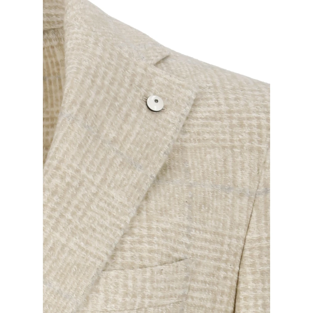 Lubiam Beige Katoenblend Jas met Peak Revers Beige Heren