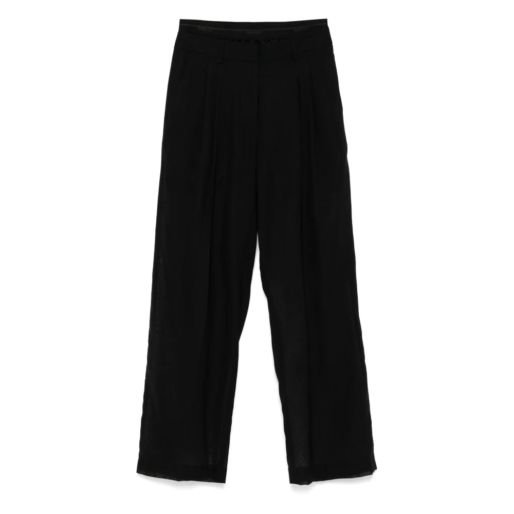 Helmut Lang Zwarte Geplooide Wollen Broek Black Dames