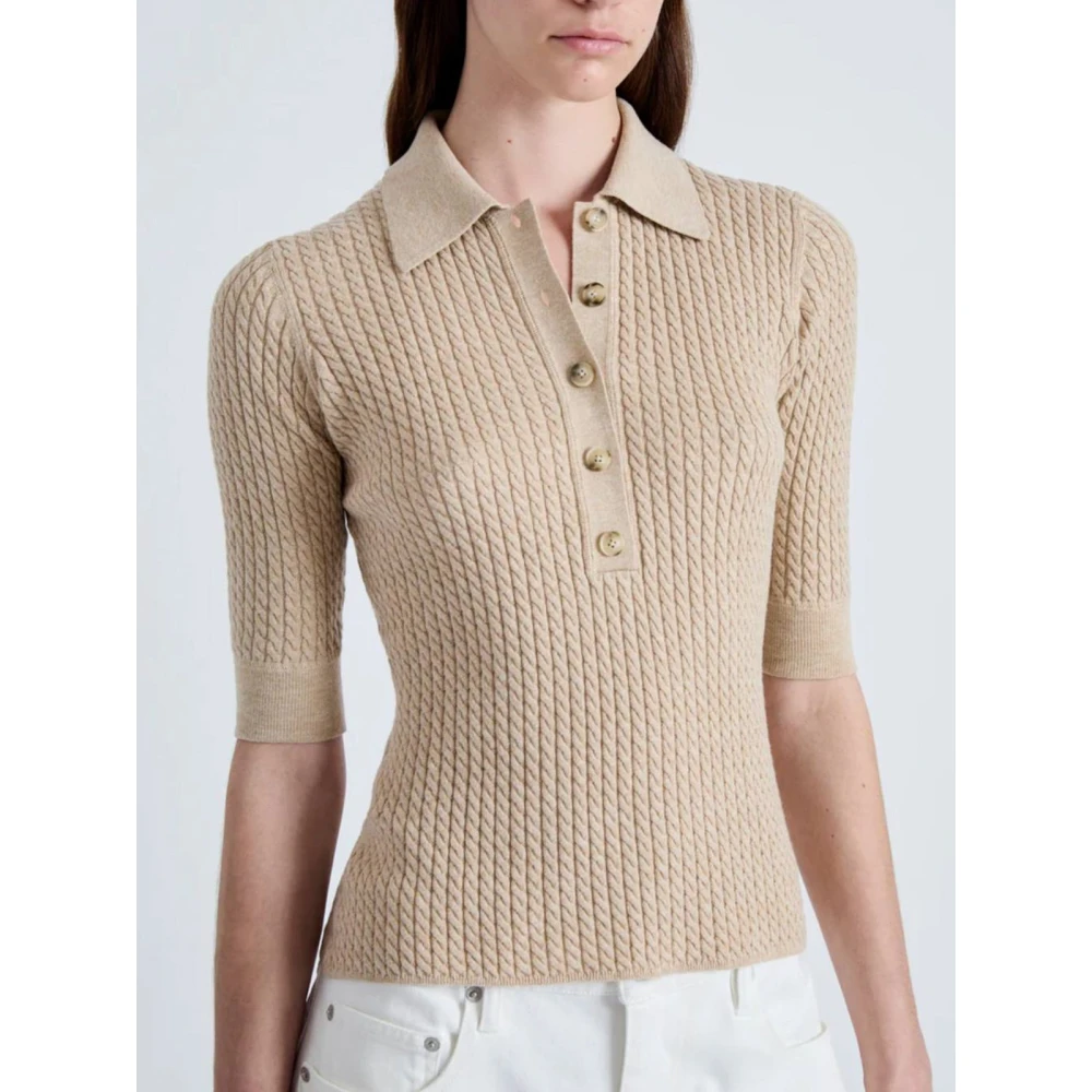 Proenza Schouler Micro Cable Gebreide Polo Beige Dames