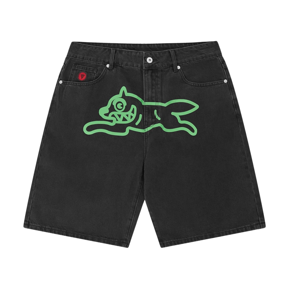 Icecream Running Dog Denim Shorts Black Heren