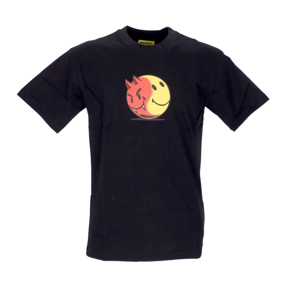 Market Men's Black T-Shirts, Xl, Smiley Good And Evil Tee