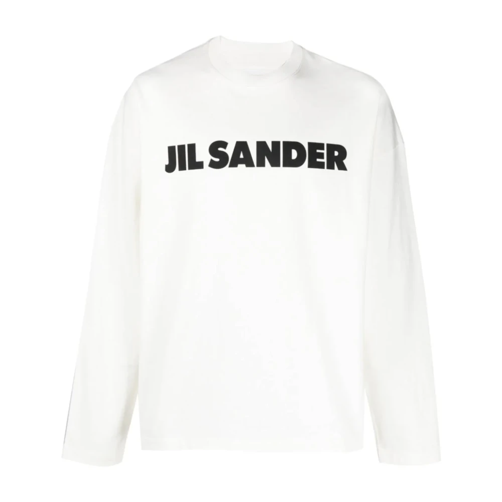 Jil Sander Lange Mouw Porselein Logo Shirt White Heren